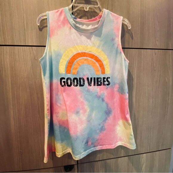 Good Vibes Tie Dye Tank Oversized Small - Picture 5 of 5